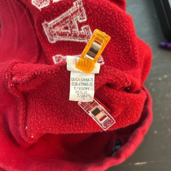 GAP‎ Womens Trackpants Size S Red Wide Leg Fleece Low Rise Baggy Spellout Y2k - Picture 7 of 10